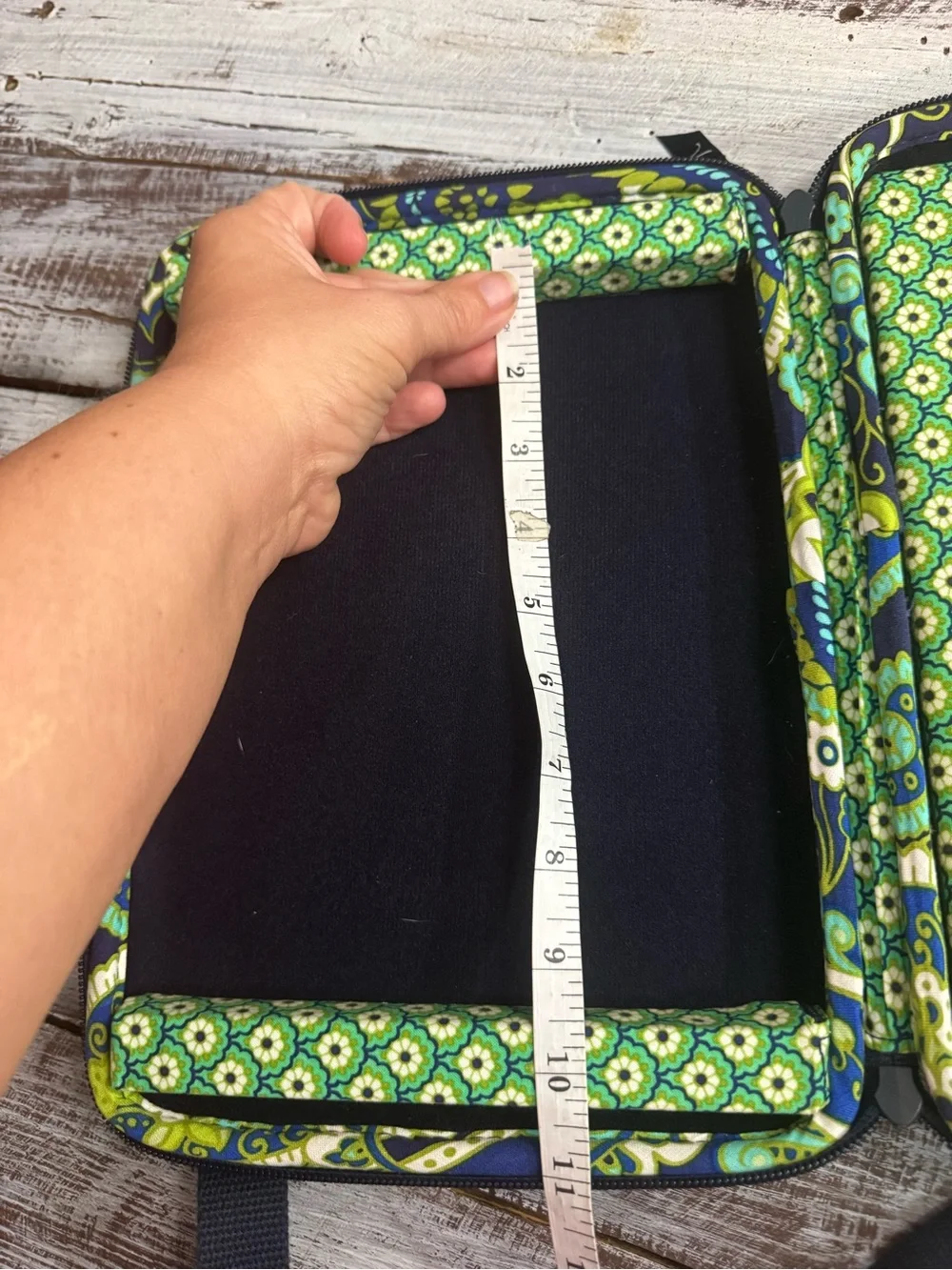Vera Bradley Navy Green Paisley Quilted Crossbody Tablet Holder